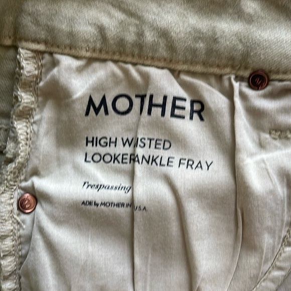 Mother High Waisted Hi Rise Looker Ankle Fray Denim Jeans Size 28 in Army Green - Picture 10 of 15